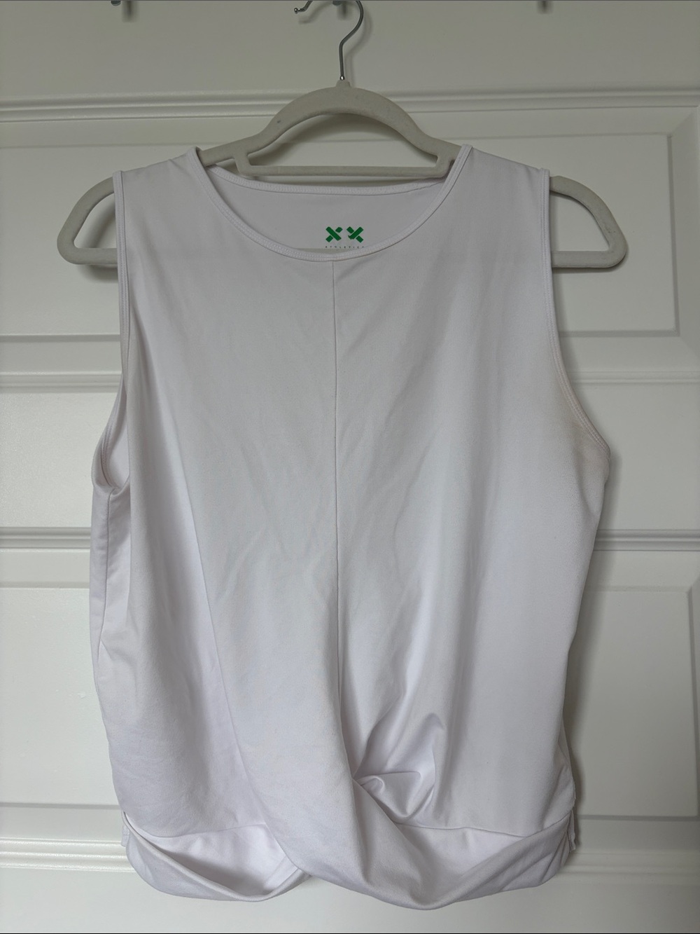 White Twist-Front Performance Tank Top